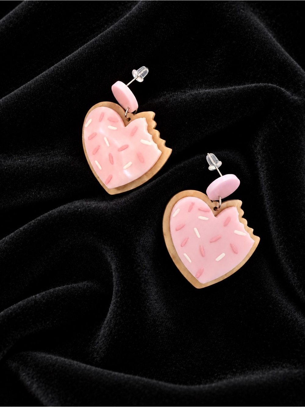 Frosted Cookie Heart Earrings